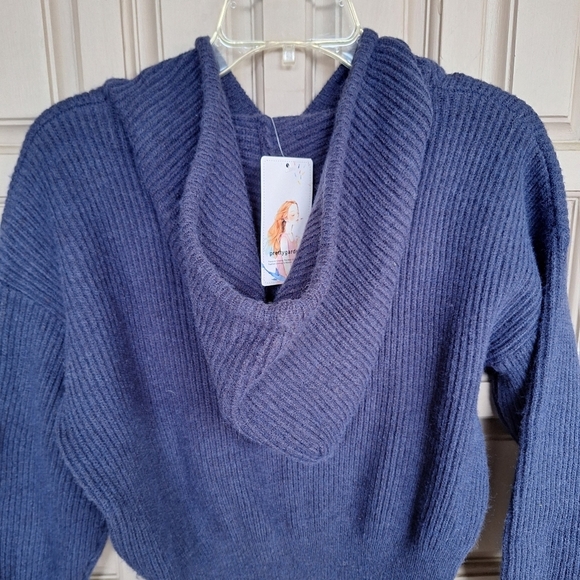 PrettyGarden Hoodie Sweater Dress SzS Blousey Top/Fitted Skirt Navy Blue Knit - Picture 3 of 8